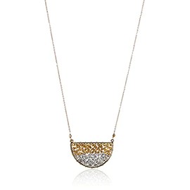 Panacea Collar con colgante de media luna transparente y plata, 76,2 cm + 5,08 cm extensor