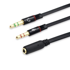 Audio Converter Cable 3.5mm Audio Distribution Cable Deear 4 Pole Female to 2 x 3 Male 3.5mm Elecom Audio Converter Cable for PC Use Earphone with Mic 20cm