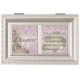 Cottage Garden Petite Music Box - Daughter Plays Light Up My Life with Champaign Silver Finish