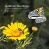 BEILIN Sunflower Bee Rings 925 Sterling Silver Spoon Ring Vintage