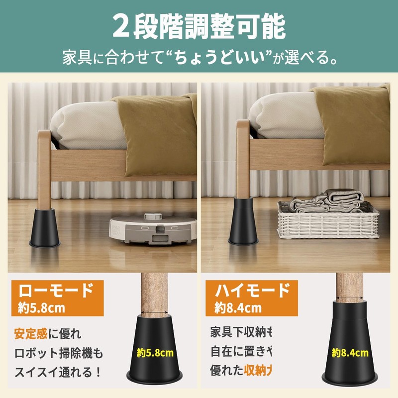 Mitoland Furniture Height Adjuster, Set of 4, Height 2.2 inches