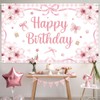 Bow Flower Birthday Backdrop,Bow Happy Birthday Banner Decorations for Girls