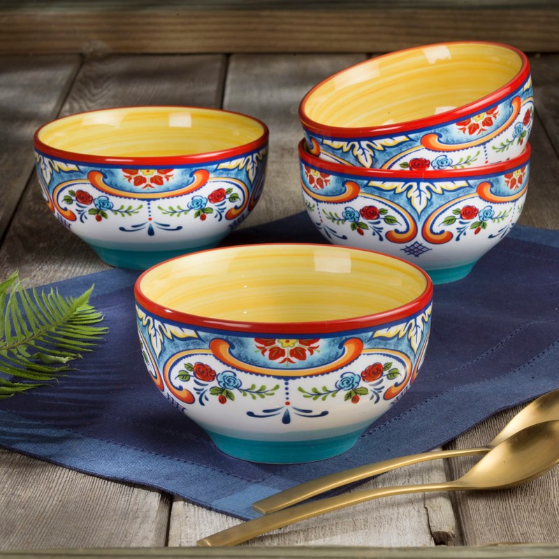 Euro Ceramica Zanzibar Double Bowl 16-Piece Dinnerware Set | Fine