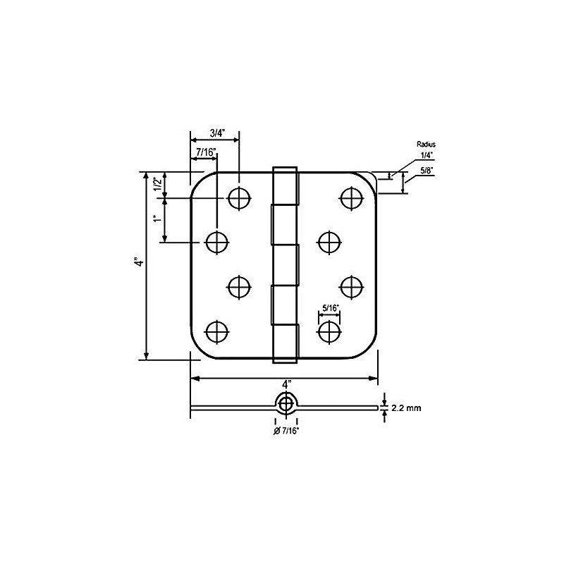 12 PC 4" X 4"in Straight Square Corner 5/8 Round