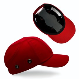 Lucent Path Red Baseball Safety Bump Cap Helmet Hard Hat Head Protection Cap with 3 Pairs Disposable Face Shields