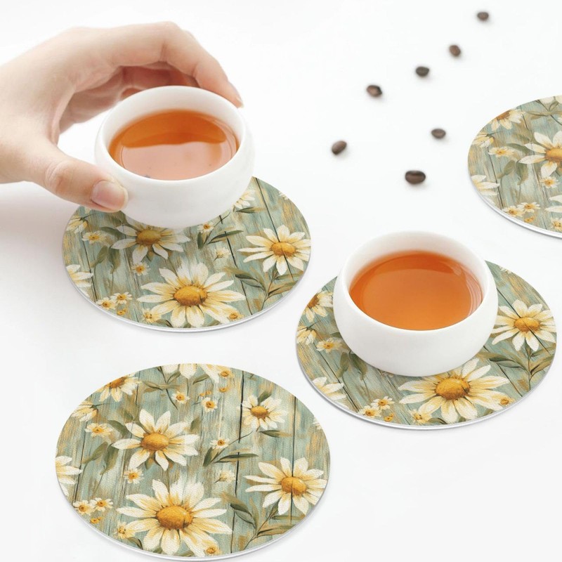 OEDTF Coasters Set of 6, Desktop Protection, Easy Clean, Waterproof,