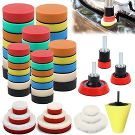 Polishing Sponges Pads, Polishing Set Car, Car Polishing Set, 54 Pieces Polishing Attachment, Cordless Screwdriver Set, for Polishing Machine for Polishing, Grinding, Waxing Sponge and Wool