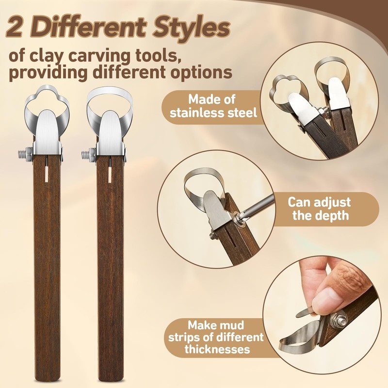 Therwen 2 Pcs Sculpture Scraper Pottery Carving Tool Pottery Cup