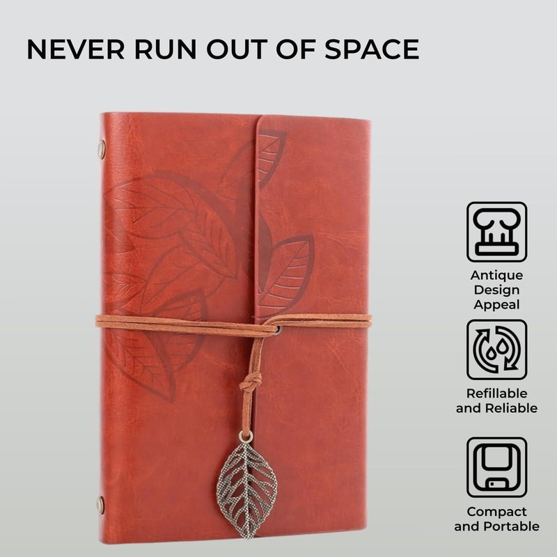 H&S Journal Notebook Plain Blank Pages Refillable Notepad Diary -