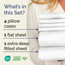 Extra Deep Full Sheet Set - 6 Piece Breathable & Cooling Sheets - Hotel Luxury Bedding Set w/18-24 Inch Extra Deep Pockets - Easy & Secure Fit - Super Soft, Wrinkle Free and Comfy - White, Full Size