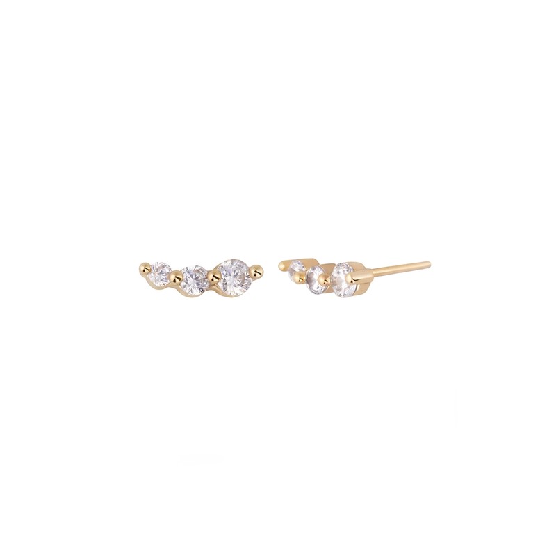 Gold&Deer 14K GF triple curve bar earrings white gold /
