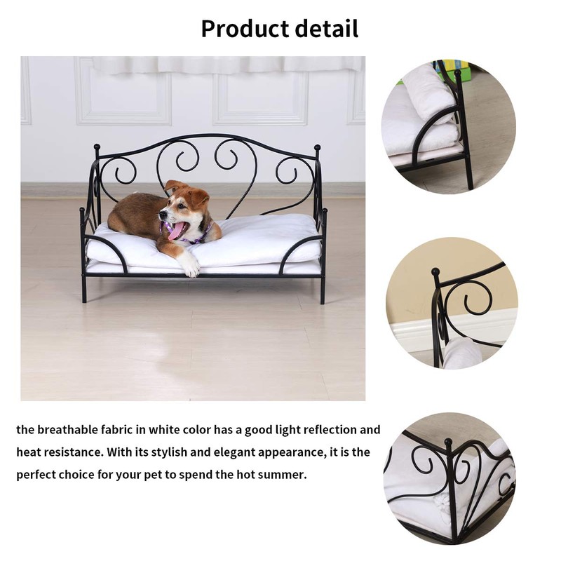 BabyLand Summer Metal Frame Pet Bed, Animal Lounge Detachable Bed