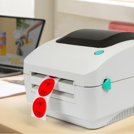 YIKIADA Red Circle Thermal Labels Vinyl 1.5 Inch Self-Adhesive Round Stickers Roll Waterproof Printer Decals Name Tag for QR Code DIY Office Address 500 PCS