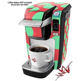 WraptorSkinz Decal Style Vinyl Skin compatible for Keurig K10 / K15 Mini Plus Coffee Makers Kearas Polka Dots Green On Salmon (COFFEE MAKER NOT INCLUDED)