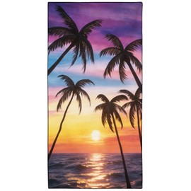 XSMEI Coastal Seaside Sunset Beach Towel Oversized 36" x 72", Coconut Trees Pattern, Sand Free and Quick Dry, Thin Lightweight Microfiber Towels for Swimming Camping Travel Sports