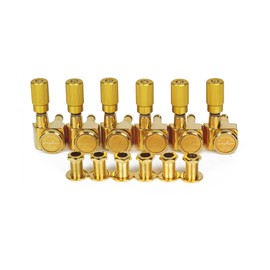 Guyker Pro 6 Inline Guitar Locking Tuners - 1:18 Lock String Tuning Key Pegs Machine Heads Set Replacement for Folk Classical Acoustic Electric Guitar - GK411SP, Gold