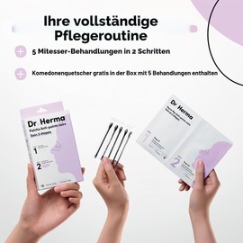 Dr. Herma 2-Step Nose Plasters Against Blackheads - Hydrocolloid Acne Plasters with Salicylic Acid and Tea Tree Oil - Results in 6-8 Hours - Dermatologically Tested, 5 Pairs