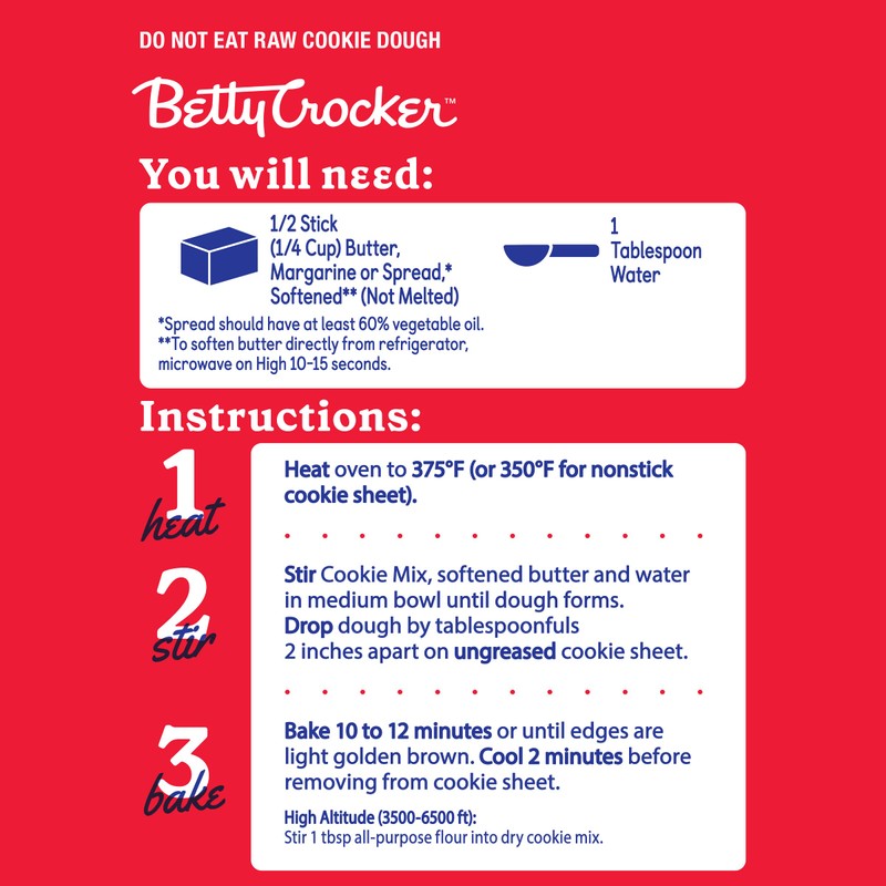 Betty Crocker Sugar Cookie Mix, Makes twelve (12) 2-inch Cookies,