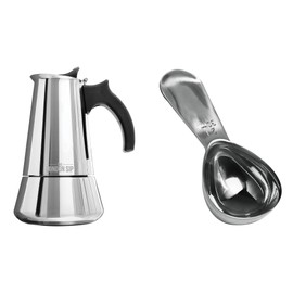London Sip Stainless Steel Stovetop Espresso Maker Moka Pot and Coffee Spoon Set