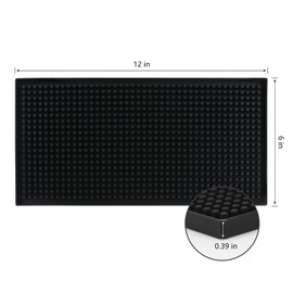 XieNie Bar Mat 6" x 12" Small Black, Coffee Mat for Home Bar, Bar Service Spill Mat for Cocktail Bartender Kitchen Countertop, PVC Counter Top Cup Mats Glasses Drying Mat, 1PCS