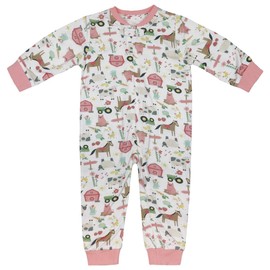 John Deere Infant White & Pink Farm Elements Zip Long Sleeve Bodysuit J1R625WN, 9 Months