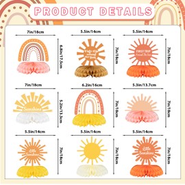First Trip Around The Sun Decorations Honeycomb Centerpieces, Little Sunshine Table Toppers, Sun Birthday Party Decoration for Sunshine Baby Shower