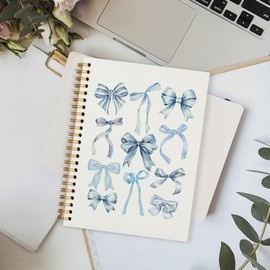 FLVGE Bow Notebook Journal, Retro Coquette Bowknot Bow Spiral Notebook, Coastal Granddaughter Aesthetic College Ruled Hardcover Spiral Notebook Journal for Work Notes Journaling 5.5x8.3
