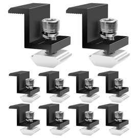 Solar Panel Bracket End Clamps 30 mm Black: Pack of 10 Solar Panel Brackets, PV Module Clamps, Aluminium Mounting for Roof, Motorhome, Balcony Power Station, Boat, Photovoltaic Mounting with Screws