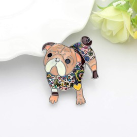 DOWAY Cartoon Cute Enamel Pug Dog Brooch Backpacks Badge Clothing Bags Jewellery for Women Girls Gifts, enamel, No gemstone