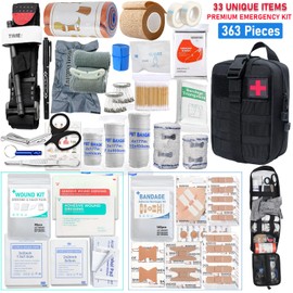 373 Piece First Aid Kit for Home, Travel, Camping, Hiking, Sports, Office & Outdoor Emergencies Survival Equipment - Emergency Medical Kits, Businesses & Home Medical Supplies (Black)