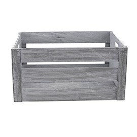DECOLINE Holz Kiste grau weiß mit Griffen 30 x 20 x 16cm Aufbewahrungsbox Obstkiste Weinkiste Holzkisten