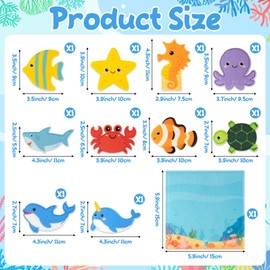 COcnny Sea Animal Finger Puppets - 11pcs Ocean Animal Felt Finger Puppet with Under The Sea Bag Set Making Crafts Kit for Kids, Make Your Own Story Telling Toys, Role Play for Boy Girl Toddle Age 3-8