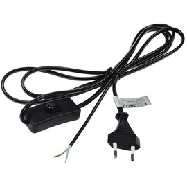 ChiliTec Power Cable with Switch 2 m Cable Connection Cable for Lamps Lights Devices 2-Pin Cord Switch Black