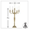 Hamptons Five Taper Candelabra Golden Metal, Traditional Glam, Hand Crafted,