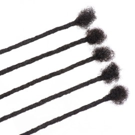 Linkmai 100% Human Hair 0.2cm Dreadlock Extensions 20 Strands per pack Full Handmade Dreadlock Extensions Can be dyed and bleached for Men Women Kids 100% unprocessed natural black (8 Inch)