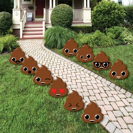 Big Dot of Happiness Party 'Til You're Pooped - Poop Lawn Decorations - Outdoor Poop Emoji Party Yard Decorations - 10 Piece