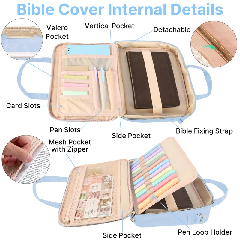 PUGPIU Bible Cover Case for Women, Large Quilted Bible Bag