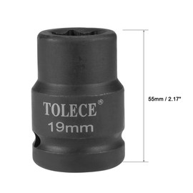 TA-VIGOR 3/4-Inch Drive by 19mm 6-Point Shallow Impact Socket, for Ratchets, Torque Electric Wrenches, Cr-Mo, Metric