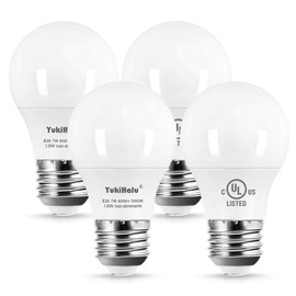 YukiHalu A15 LED Light Bulbs, 60W Equivalent, E26 Base, 2700K/3000K/5000k White, 7W 600 Lumens 120V, UL Listed, Ceiling Fan Light Bulbs, Appliance Bulb, Not Dimmable, Pack of 4 (5000K Daylight White)