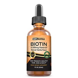 SBR Nutrition Gotas líquidas de biotina de máxima absorción, 10000 mcg de biotina por porción, 60 porciones, sin conservantes artificiales, apto para 