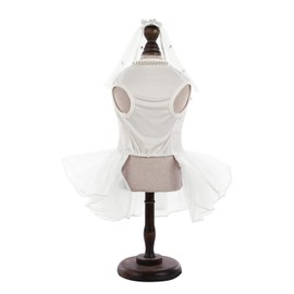 ASENKU Dog Dress for Wedding, Pet Lace Princess Dress with Bows for Birthday Party, Puppy Formal White Apparel with Pearl Necklace for Small Medium Large Dogs