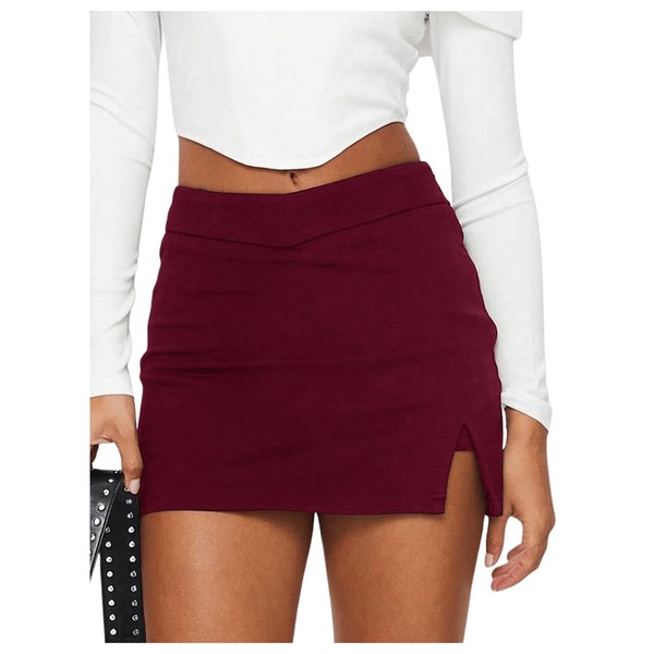 SOLY HUX Women's Mini Skirt Skorts Y2k Split Zipper Side