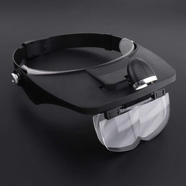 Meichoon Head-Mounted Magnifying Glass with 3 LED Lamps,Watchmaker Repair Tool Magnifier,6 Multiple Interchangeable Lenses,1X 1.5X 2X 2.5X 3.5X 8X