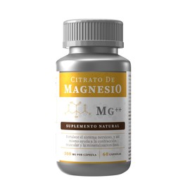 Citrato de Magnesio 500 mg - 60 Cápsulas | Alta Absorción | Soporte para Huesos, Músculos y Sistema Nervioso | Suplemento Premium