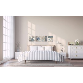 4 Lovely Blue and Brown Ocean Seashell Sand Dollar and Star Fish Collage Poster Prints; Nautical Deocr; Four 12 x 12 Poster Prints