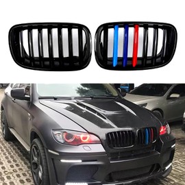 XOPIYAO Front Kidney Grille M Color Gloss Black Compatible with 2007 2008 2009 2010 2011 2012 2013 E70 E71 X5 X6