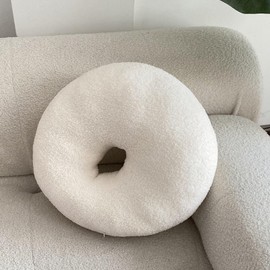 Yooname White Donut Shaped Plush Pillow，Cute Soft Waist Rest Cushion，Home Decorative Throw Pillow Used to Add Comfort and Style to A Couch, Sofa, Or Living Room