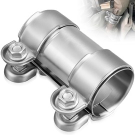Ø 55x125 mm Stainless Steel Exhaust Clamp, Heavy Duty Adjustable Exhaust Repair Kit, Double Exhaust Pipe Sleeve Connector, Universal Tube Joiner Parts for Most Models, Mufflers & Catalytic Converters
