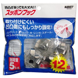 Daiichi Kogyo Material: Styrene Resin, Marquee Topon Hook, Value Pack, Pack of 12, Stainless Steel, Load Capacity 11.0 lbs (5 kg), Silver 1223