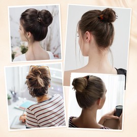 3Pc French Hair Pins, Tortoiseshell French Knot Hair Pins, Acetate U-shaped Sideburn Pin, French Hair Pin Suitable for Thick Hair (black, brown leopard print, gray leopard print)